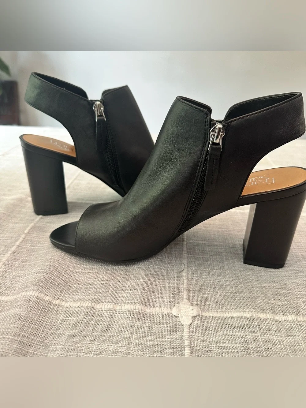 Franco Sarto Gatina Slingback Loafers Women 8.5 Black Leather Square‎ Toe